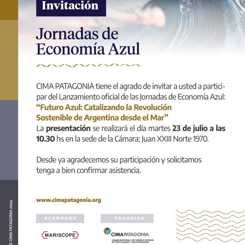 Jornadas sobre “Economía Azul” en Puerto Madryn. El próximo martes se hará la presentación oficial. 